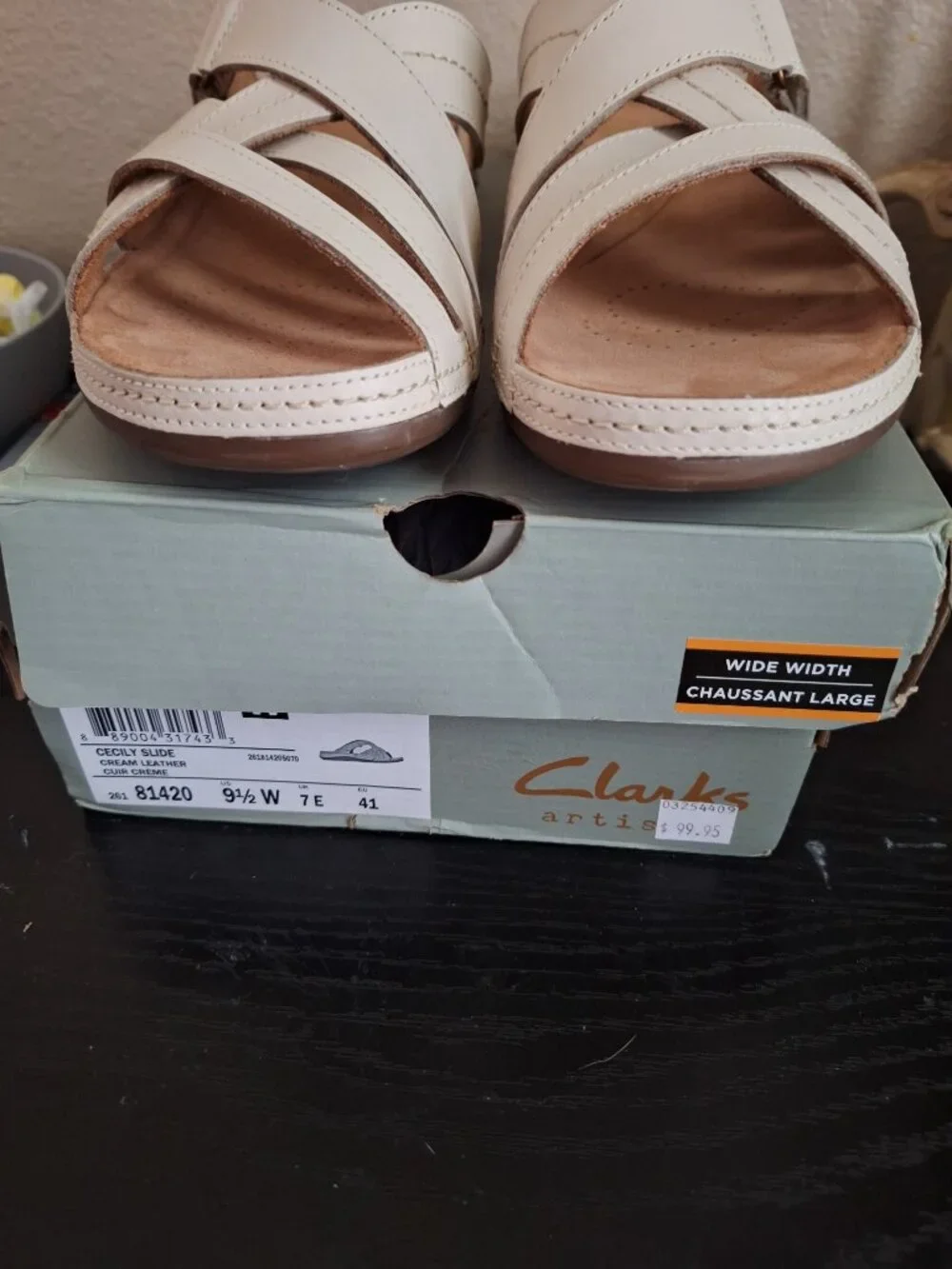 Clarks Artisan Cecily Cream Adjustable Slide 9.5W